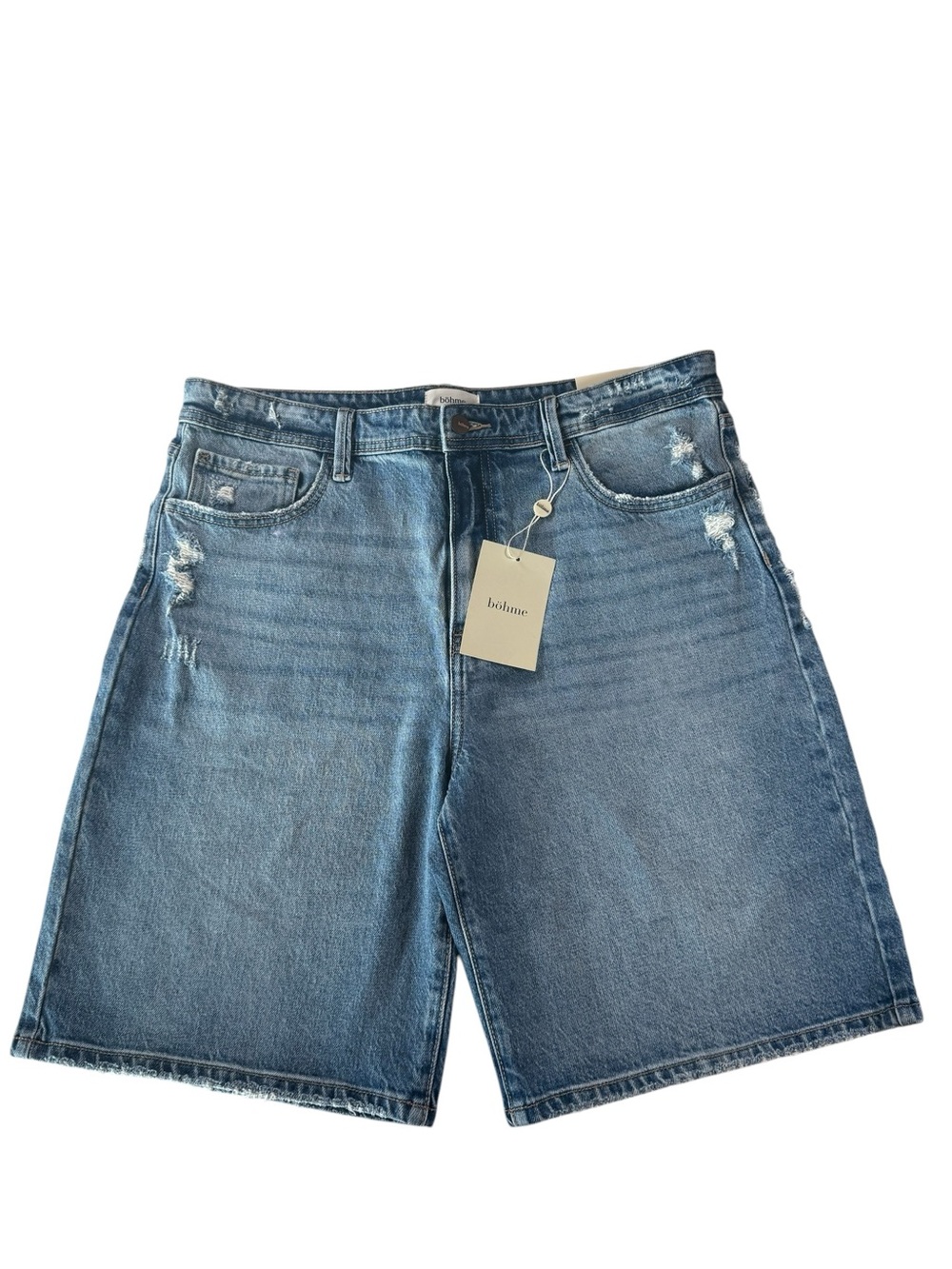 Böhme Denim Bermuda Shorts Women’s Size 30 Light Wash Distressed Baggy NWT